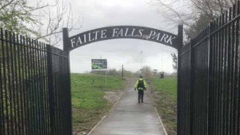 Police attended Falls Park on Saturday after reports of crowds of young people engaging in anti-social behavior. PICTURE: PSNI