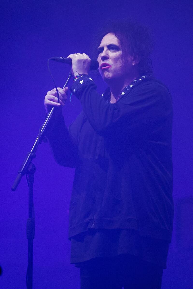 Robert Smith of The Cure performing on the Pyramid Stage