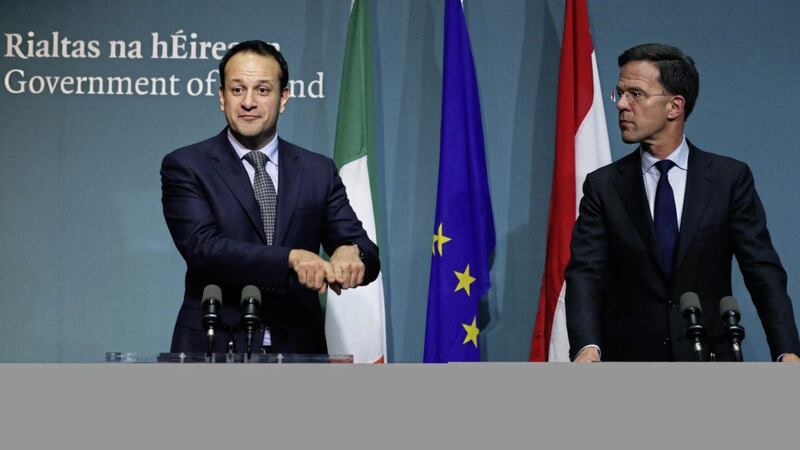 An Taoiseach Leo Varadkar (left) and Prime Minister of the Netherlands Mark Rutte during a press conference at Government Buildings in Dublin. Picture: Brian Lawless/PA Wire 