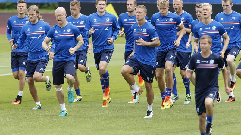Iceland's players during a training session at their base camp in Annecy on Thursday<br />Picture by AP&nbsp;