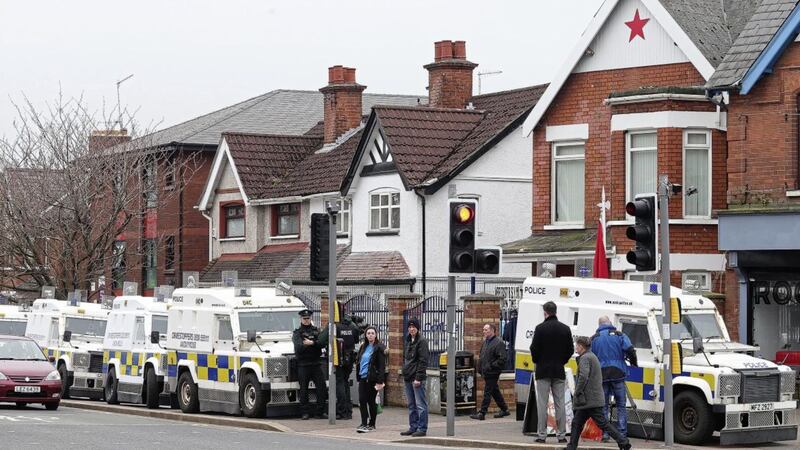 The headquarters of the IRSP on the Falls Road were raided in April during searches linked to the INLA. Picture by Mal McCann 