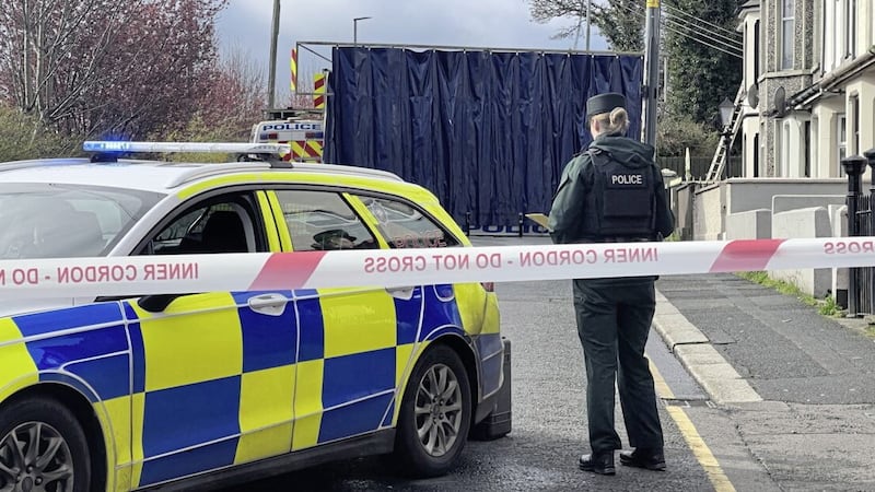 Police at the scene of the murder in Portadown on Tuesday. Picture by Mal McCann 