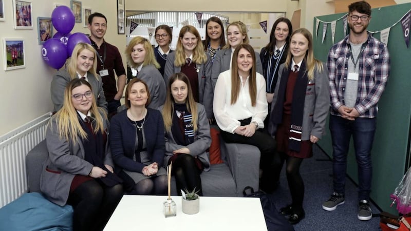 <span style="color: rgb(34, 34, 34); font-size: small;">Pupils from Hazelwood College on a recent visit to Version 1 in Belfast on International Women's Day.</span>