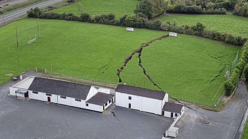 Magheracloone Gaelic Football Club in Co Monaghan was forced to shut after the collapse of a mine caused sinkholes to appear in its pitch 