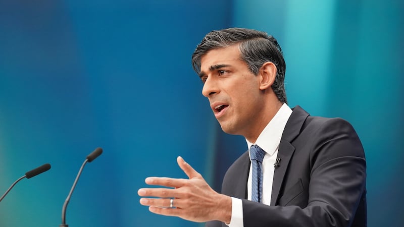 Prime Minister Rishi Sunak delivers the keynote speech at the Global Investment Summit at Hampton Court Palace (PA)