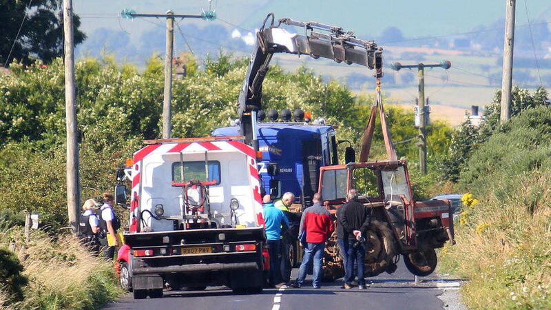 Investigators at the scene of the fatal road crash on the Brynsford to Hilltown road in Co Down which claimed the life of Gerard Lively (60). Picture by Mal McCann 