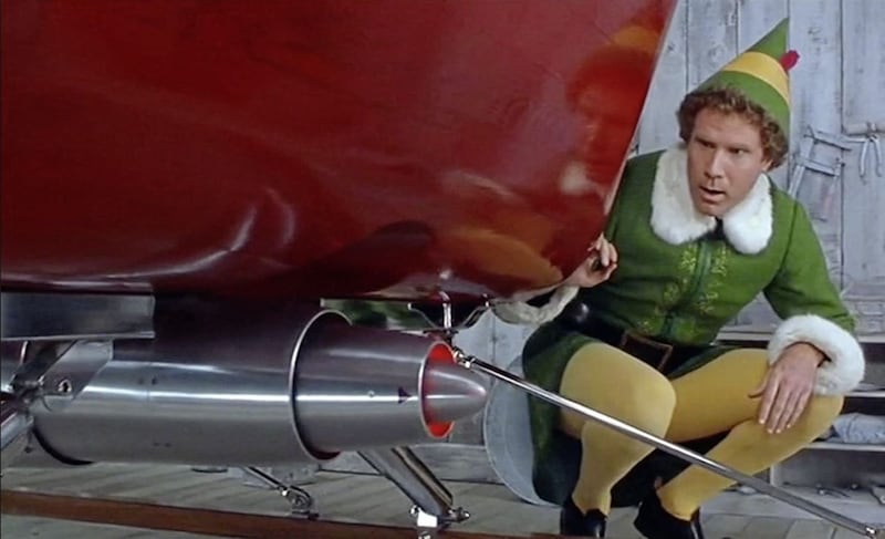 ELF AND SAFETY: An elf engineer conducts a final inspection on the Santa Sleigh 2020 