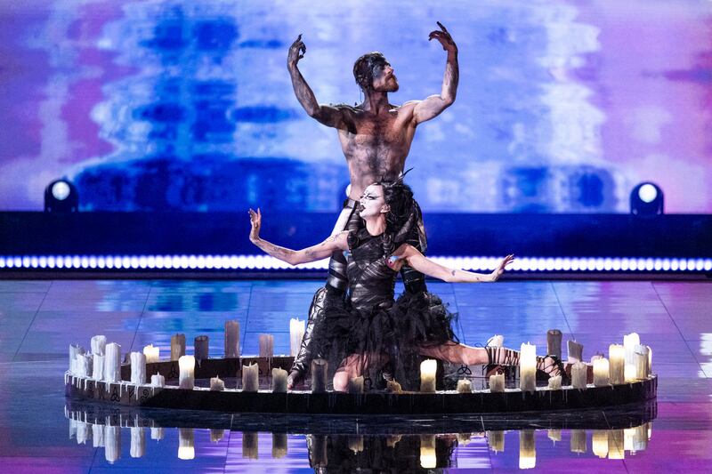 Bambie Thug rehearsing Doomsday Blue before Eurovision (EBU/Sarah Louise Bennett)