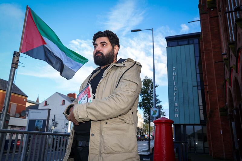 Belfast born Palestinian Khalid El-Estal (30) whose wife, Ashwak Jendia, was killed along with his mother, brother, uncle and two cousins, his children Ali (4) and Sara (1) are still in Gaza with their grandparents. PICTURE: MAL MCCANN