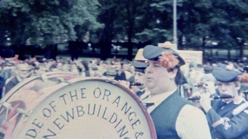 Kenny McFarland playing at a parade in 90s for the Pride of the Orange and Blue band in Newbuildings, Co Derry. Marching bands play a similar role in some Protestant communities as GAA clubs do in their areas, he argues. 
