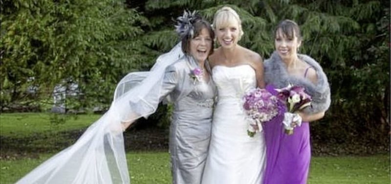 Clodagh, right, with her mother Mary Coll, left, on her sister Jacqueline&#39;s wedding day. Picture by BBC 