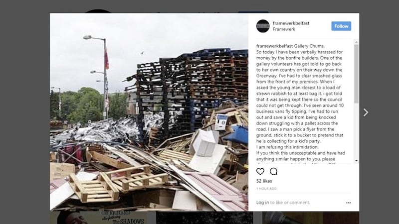 East Belfast contemporary art gallery Framewerk posted the message on its social media profiles 