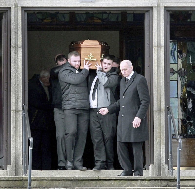 Funeral of Karol Kelly at St Marys Church in Derry on Sunday. Karol, a father of five, was murdered in Derry last Sunday. Picture Margaret McLaughlin 11-3-18. 
