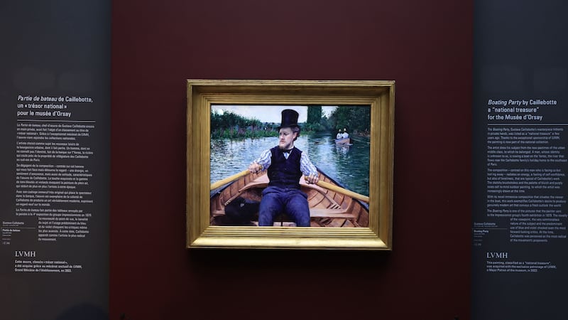 A Boating Party by 19th-century French artist Gustave Caillebotte has gone on display in Paris.