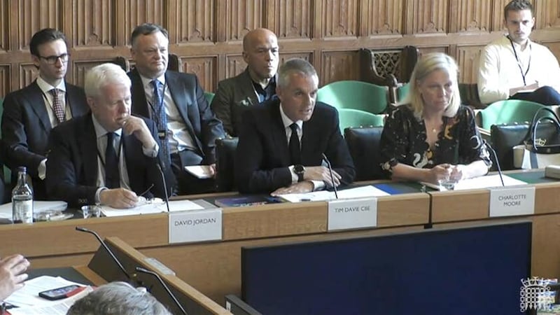 David Jordan, director of editorial policy at the BBC, Tim Davie, director general of the BBC and Charlotte Moore, chief content officer at the BBC, appearing before the Culture, Media and Sport Committee at the House of Commons, London on the subject of work within the corporation.(House of Commons/UK Parliament/PA)