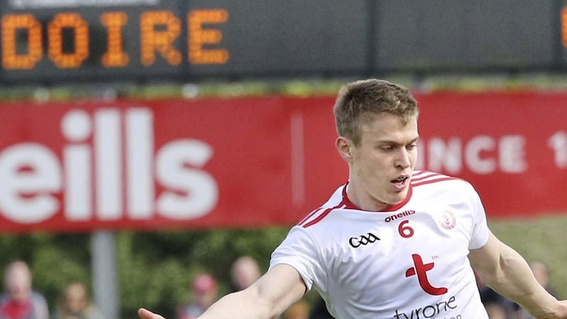 Ben McDonnell featured for Errigal Ciaran in their Tyrone quarter-final win over Dromore on Sunday. They now played Dungannon in the semi-final. Picture by Margaret McLaughlin 