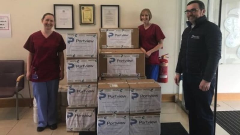 Portview Fit-Out have donated another 1,500 face guards to the Northern Ireland Hospice. Picture from Twitter