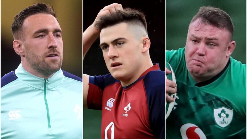 Jack Conan (left), Dan Sheehan (centre) and Dave Kilcoyne are ruled out for Ireland (Mike Egerton/Donall Farmer/Niall Carson/PA)