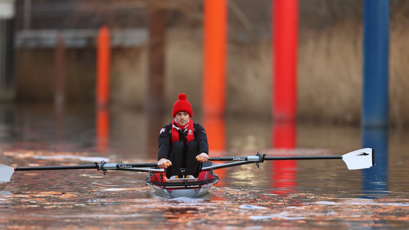 The Olympian faced wind and rain before capsizing during the first stage of his journey.