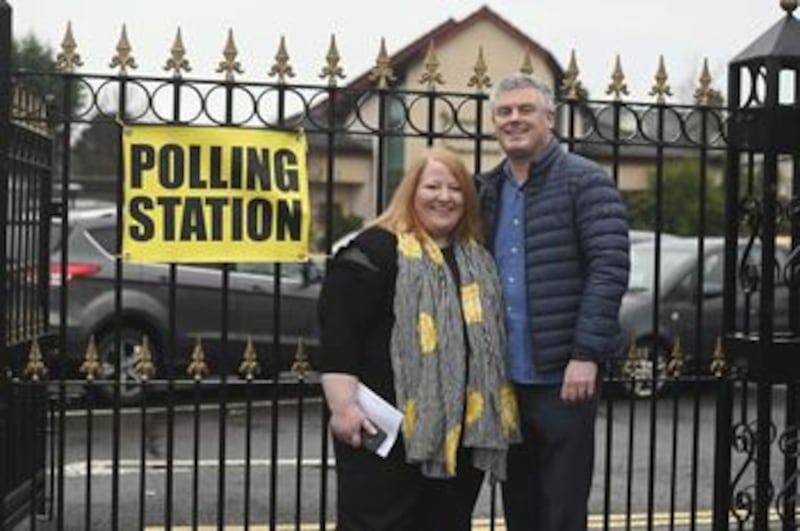 &nbsp;Alliance leader and east Belfast candidate Naomi Long and husband Michael
