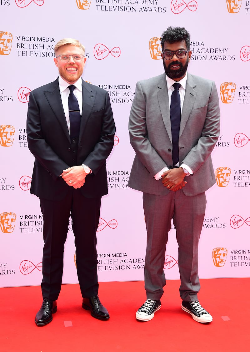 Rob Beckett and Romesh Ranganathan at the Bafta TV Awards in 2021