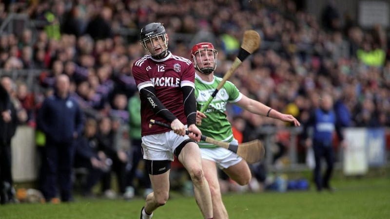 Slaughtneil&#39;s Brendan Rogers scored 3-2 in his club&#39;s league win over Lavey earlier this year Picture: Seamus Loughran. 