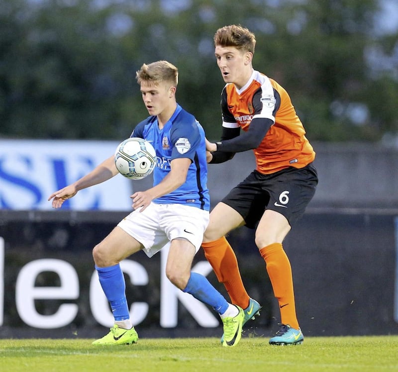 In action for Glenavon against Carrick Rangers at Mournview Park. Photo Alan Weir/Pacemaker Press 