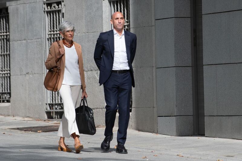 Rubiales arrives for a court hearing in Madrid on Friday 