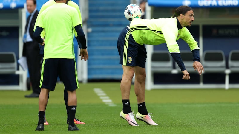 Sweden's Zlatan Ibrahimovic during a training session at the Stade de France in Paris on Sunday<br />Picture by AP&nbsp;