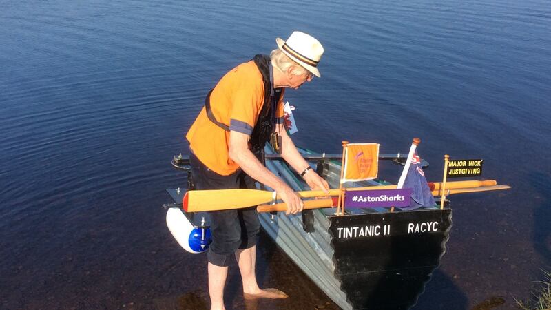 Eighty-year-old Michael Stanley is continuing his bid to row 100 miles around the country.