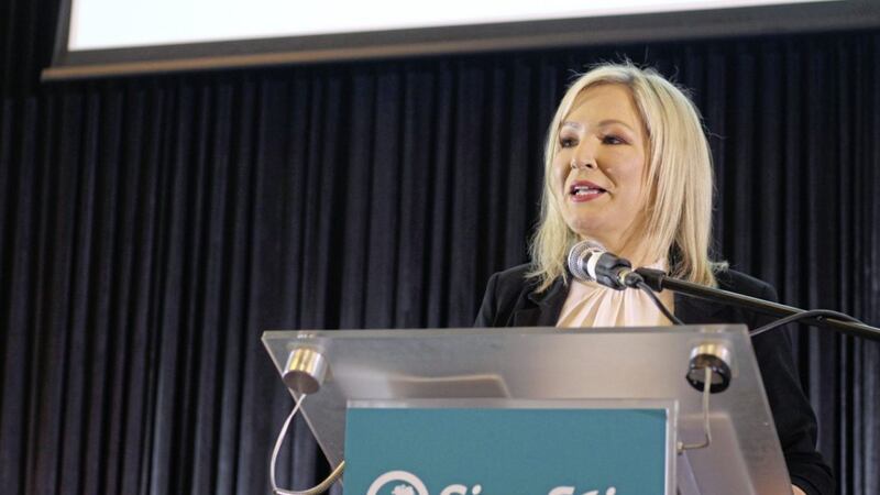 At Sinn F&eacute;in&rsquo;s election launch, Michelle O&rsquo;Neill ruled out changes to mandatory coalition, saying Jeffrey Donaldson must serve with a republican first minister and &ldquo;we will not be shifting any goalposts to satisfy unionism before, or after elections.&rdquo; Photo: Sinn Fein/PA Wire 