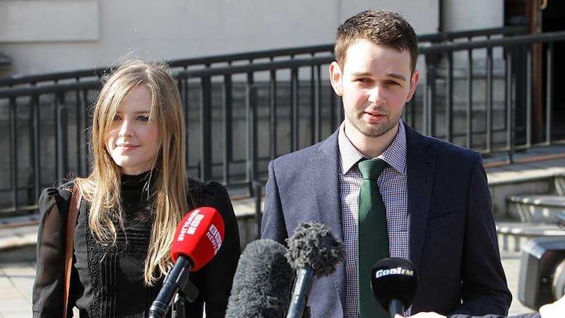 Daniel and Amy McArthur arrive at court in Belfast. Picture by Ann McManus