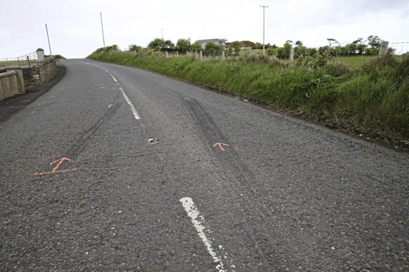 The scene where a mother and daughter were killed in a road crash just outside Ballycastle. Picture by Hugh Russell 