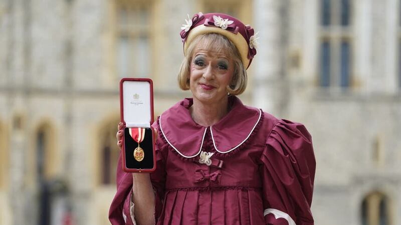 Sir Grayson Perry, artist, writer and Broadcaster after being made a Knight Bachelor by the Prince of Wales during an investiture ceremony at Windsor Castle, Berkshire (Andrew Matthews/PA)