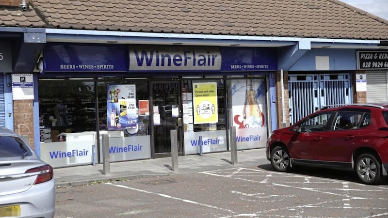 The WineFlair outlet on Grosvenor Road in west Belfast was robbed twice in one day. Picture by Hugh Russell 