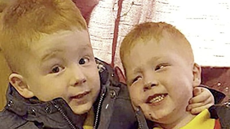 Brothers Kayden Fleck (right) with his twin, Jayden 