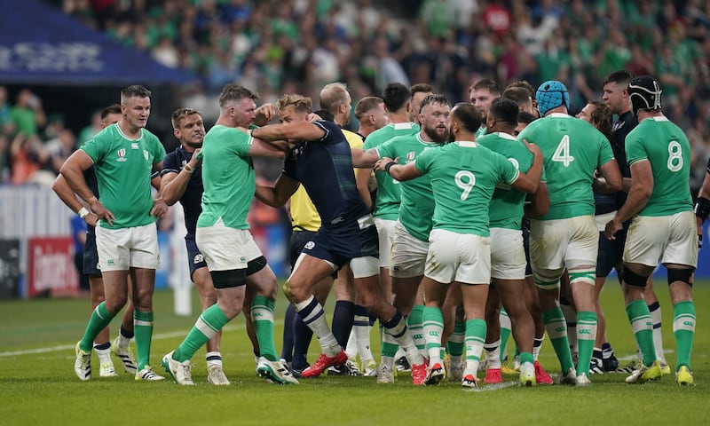 Tempers flared during Ireland’s World Cup win over Scotland in October