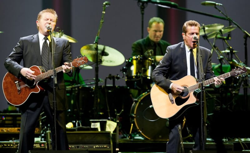 Don Henley and Glenn Frey performing with Eagles in the Odyssey Arena in Belfast in June 2009
