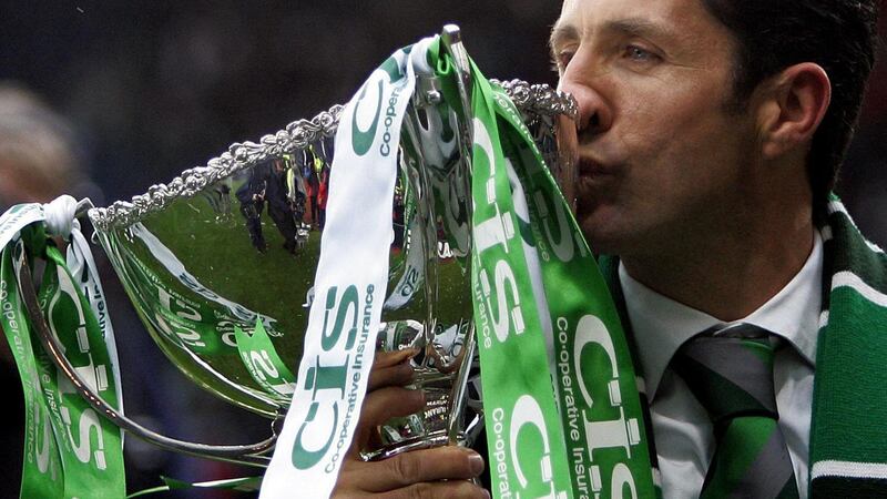 John Hartson won the League Cup during his time in charge of Hibernian&nbsp;&nbsp;