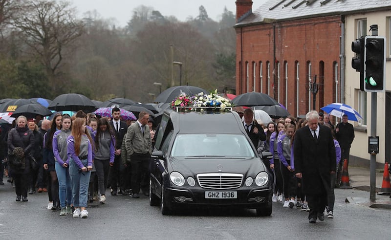 &nbsp;The funeral cortege for Lauren Bullock makes it way to St Patrick's Church in Donaghmore, Co Tyrone. Picture by Liam McBurney, PA Wire