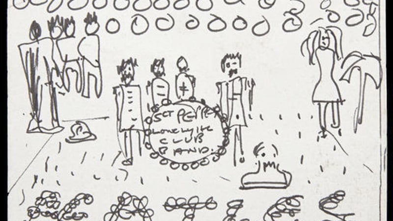 The sketch almost certainly drawn by John Lennon PICTURE: Julien&#39;s Auctions via AP 