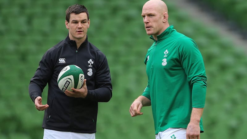 Paul O’Connell (right) has backed Ireland captain Johnny Sexton (left) to “hit the ground running” on completion of his three-match ban (Niall Carson/PA)