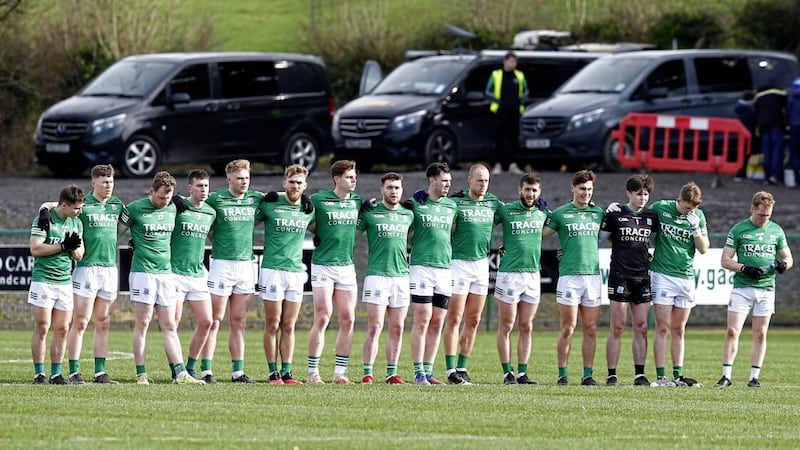 The Fermanagh team before the Allianz Football League Division Three game against Down at St Joseph&#39;s Park, Ederney on Sunday past. 