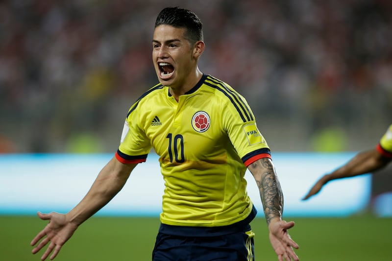 Colombia's James Rodriguez celebrates a goal