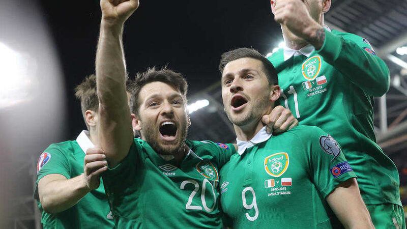 Republic of Ireland's Shane Long (right) will hope to fire his country to European Championship glory in France. They face a tough task with Belgium, Italy and Sweden in their group