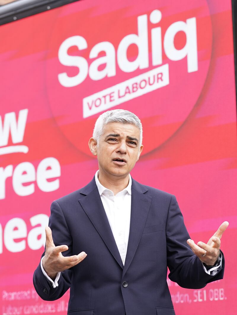 Labour’s incumbent Mayor of London Sadiq Khan