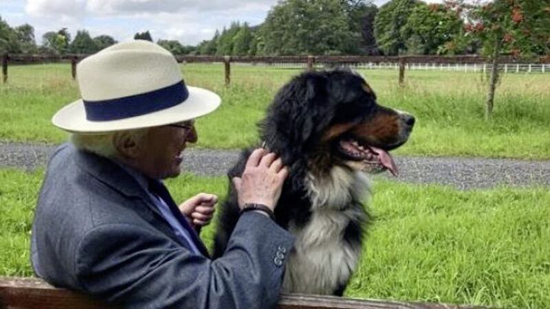A picture of President Michael D Higgins with S&iacute;oda issued with news of the dog&rsquo;s death. Picture by &Aacute;ras an Uachtar&aacute;in 