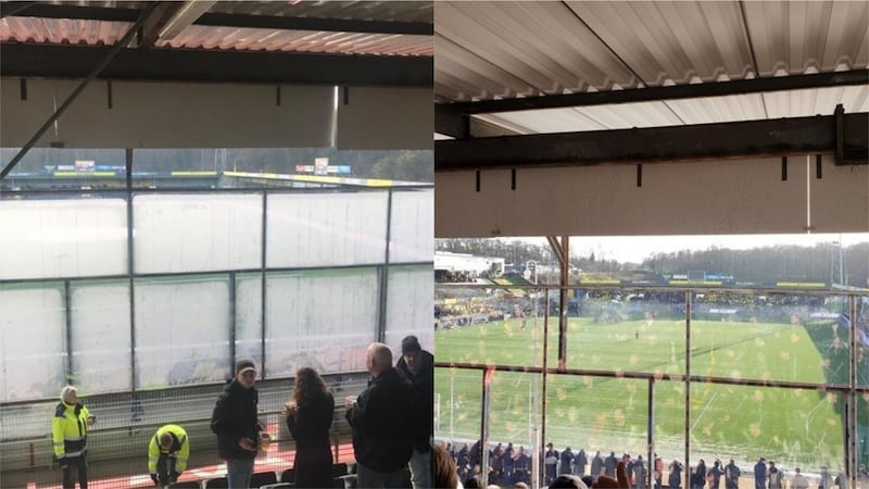 The travelling fans were seated behind clear panels at VVV-Venlo on Sunday which became obscured.