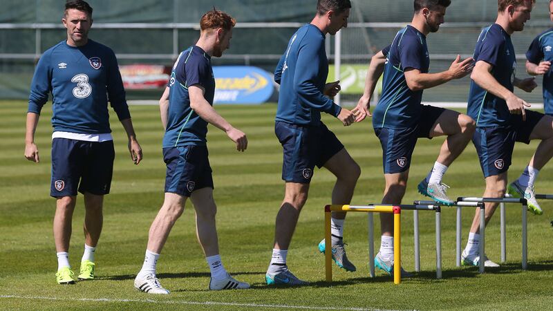 Robbie Keane trains with the Ireland squad at Gannon Park, Dublin on Wednesday<br />Picture: PA