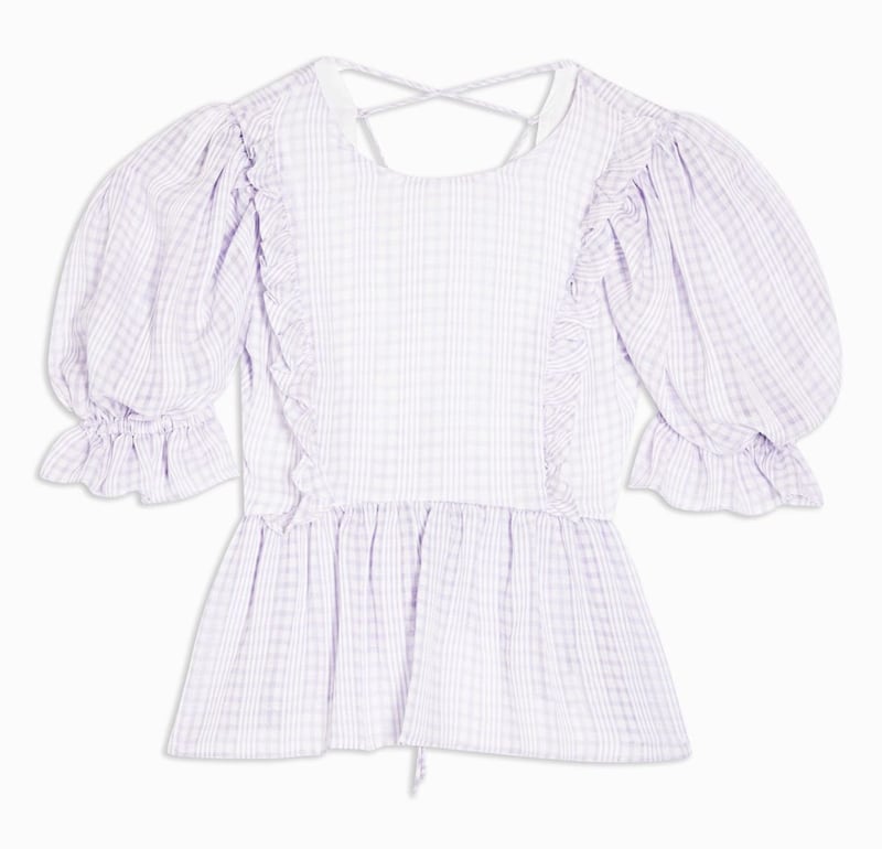Topshop Lilac Gingham Puff Sleeve Blouse, &pound;22 (&euro;29) 